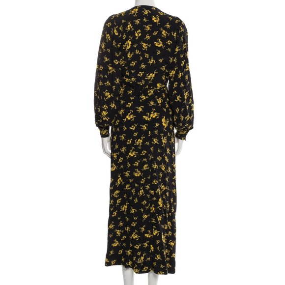 GANNI MAXI Printed Crepe Waist Tie Wrap Dress - Picture 7 of 7